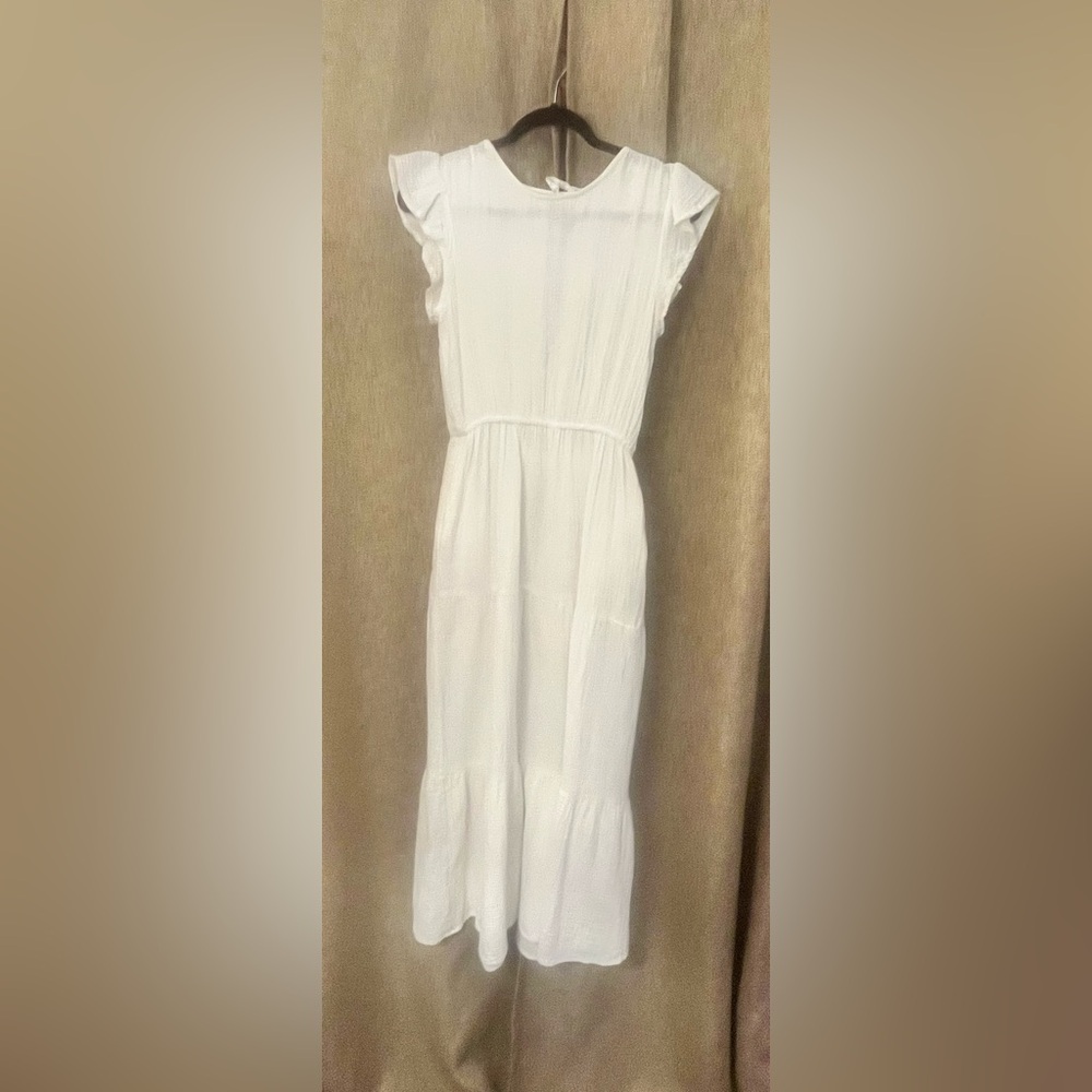 Source Unknown White Tiered Midi Dress